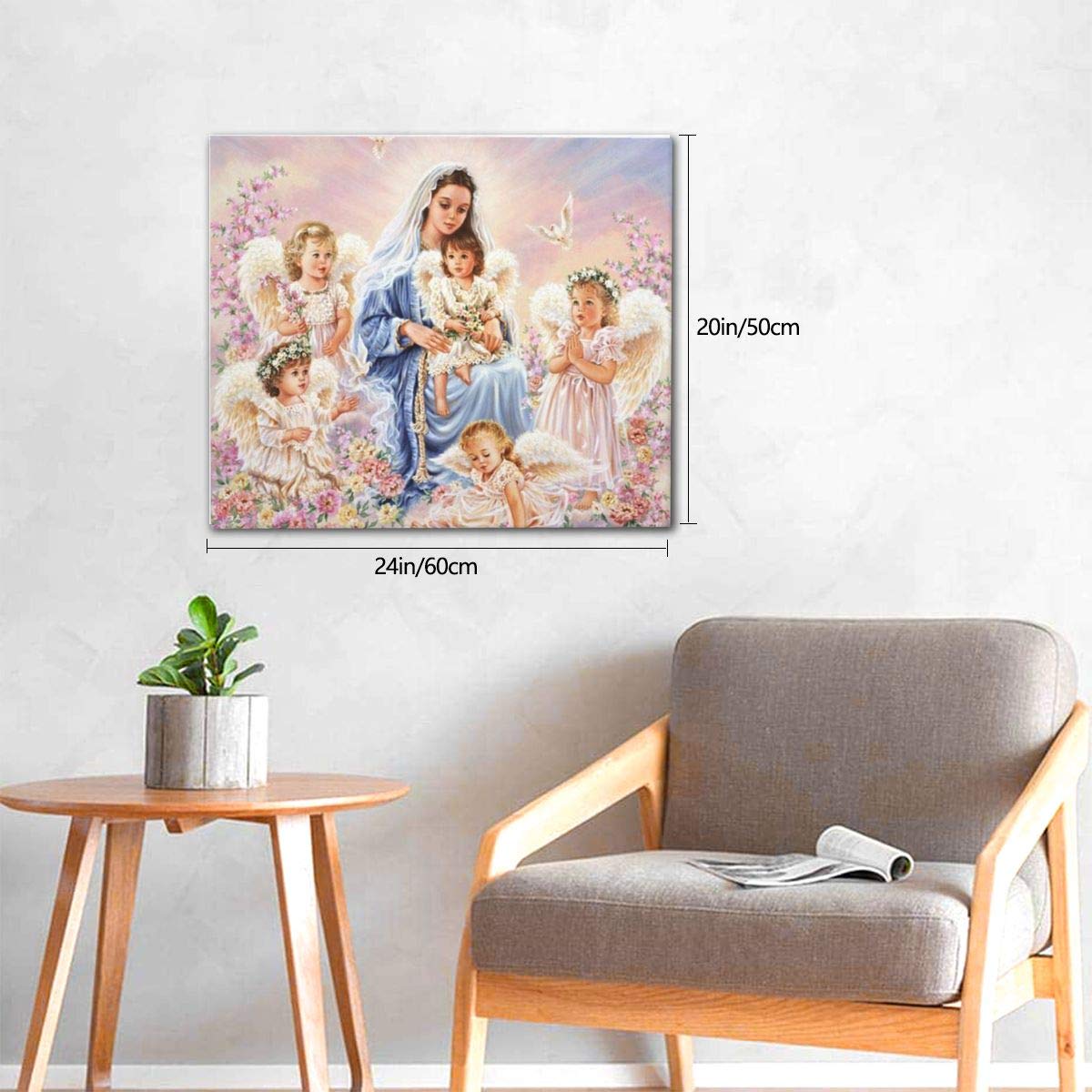 赤ちゃんのインテリア／アート Amazon｜聖処女と天使の赤ちゃん 装飾画 壁掛け インテリア絵画 装飾画